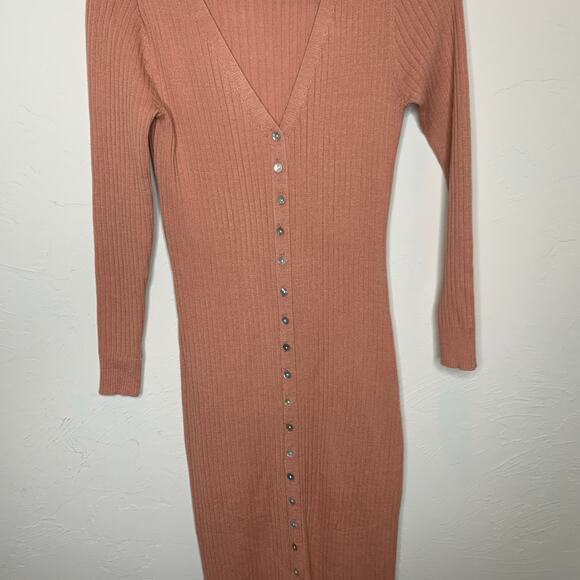 Heartloom Revolve Burnt Orange Button Front Sweater Dress Sz Small - Picture 7 of 11